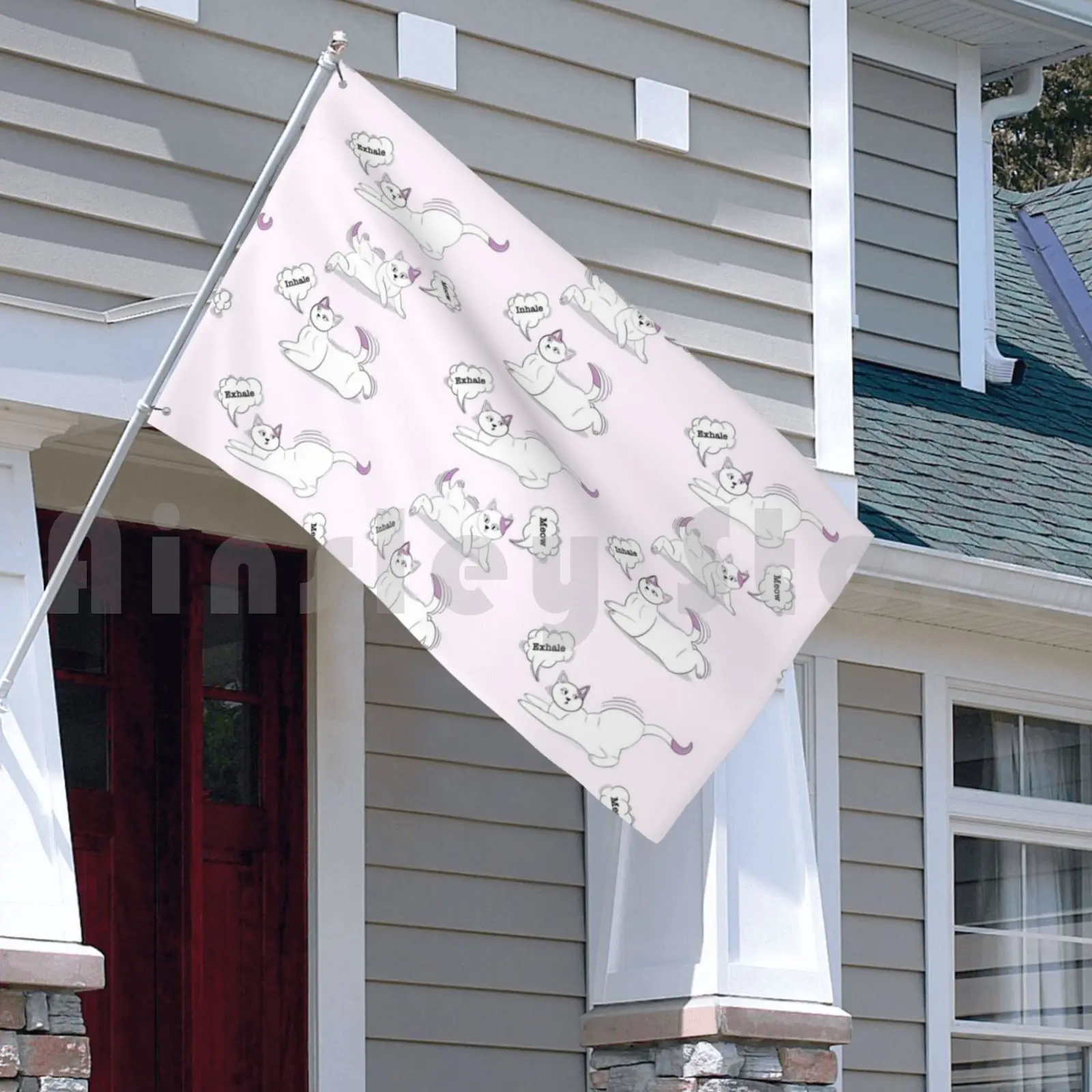 Вдох. Выдохните. Кошка для йоги флаг Автомобиль Забавная Повседневная Любовь