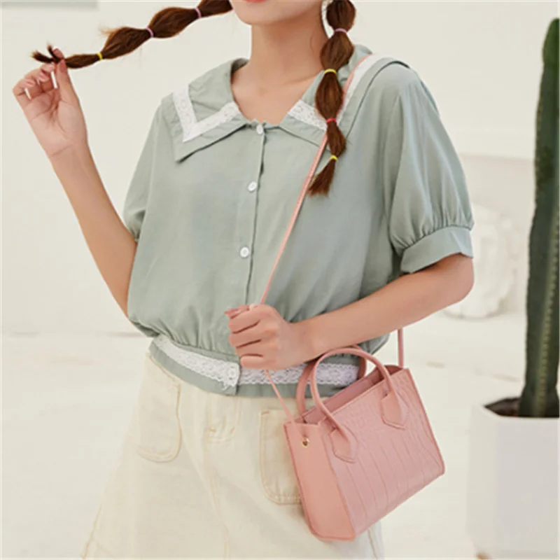 

PU Leather Women's Bag 2022 New Crocodile Pattern Shoulder Bag Fashion Trend Ladies Handbag Simple Zipper Small Square Bag