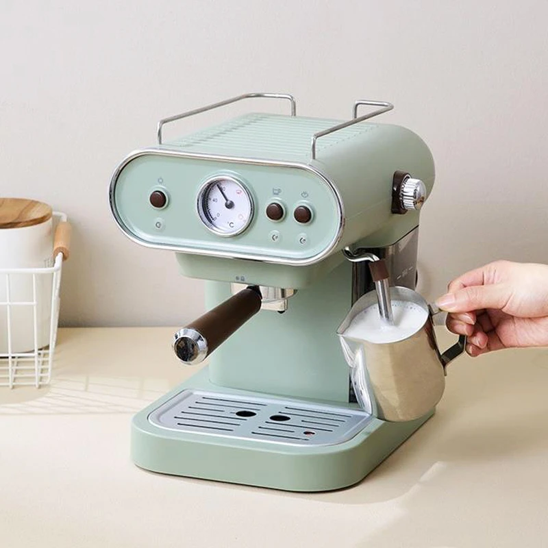 

15bar Italian Electric Coffee Machine Espresso Maker Retro Semi-Automatic Pump Type Cappuccino with Steam Milk Frother