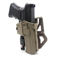 tactical military movable pistol holster for glock 17 18 22 26 airsoft gun holster with flashlight or laser mounted handgun case