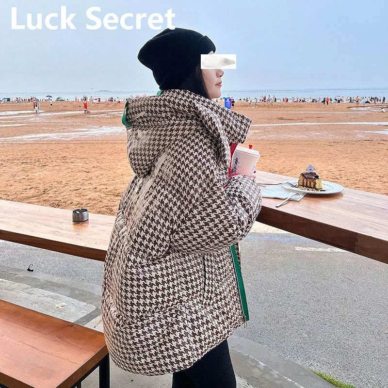 new in outdoor clothes Down jacket women The new 2022 houndstooth wash-free heavy cotton warm winter woman down jacket down coat