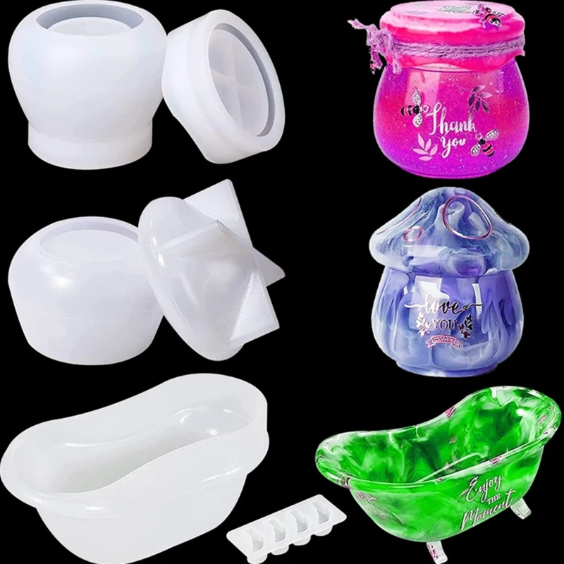 

Коробка для хранения, форма из смолы с крышками ванны, силиконовая форма, банка для украшений, форма из смолы