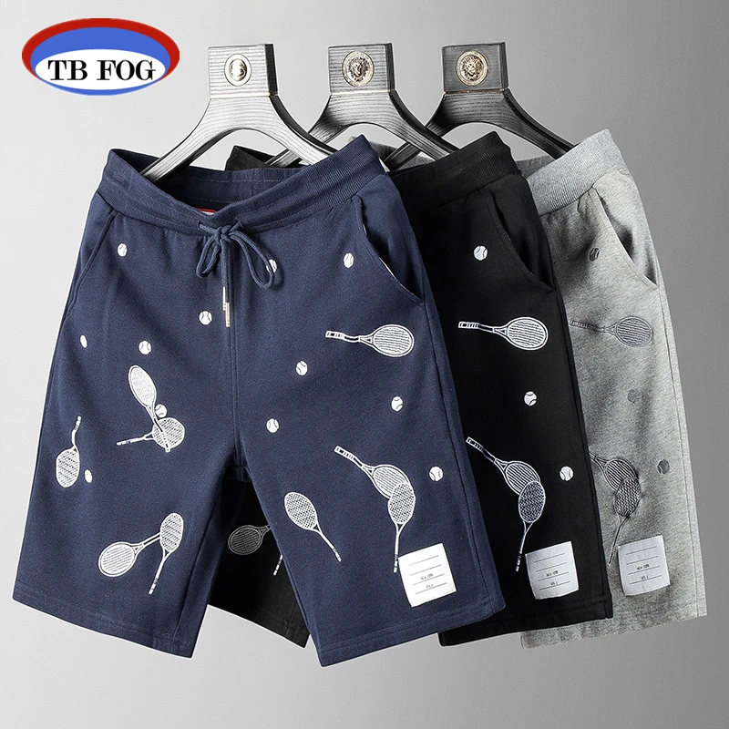 

TB FOG Thom Embroidered Shorts Summer Fashion Tennis Racquet Printed Pants Casual Sports Jogging Cotton Sweatpants Men Clothes