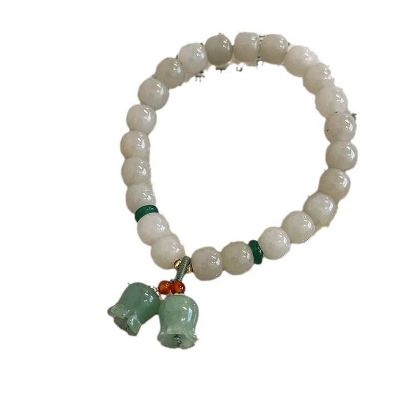 100% натуральный Нефритовый камень сладкий цветок ланлии женский браслет