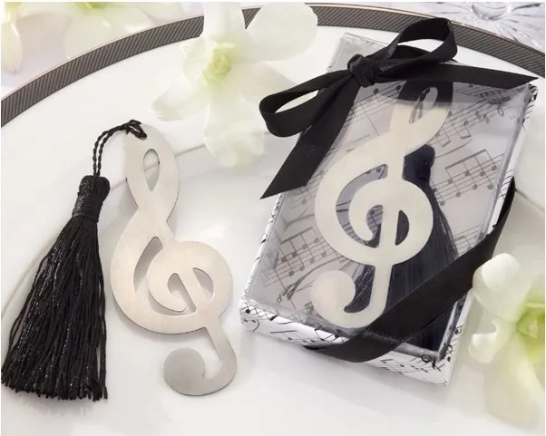 

Music Note Shape Silver Bookmark Wedding With Tassel School Student's Favor 50pcs