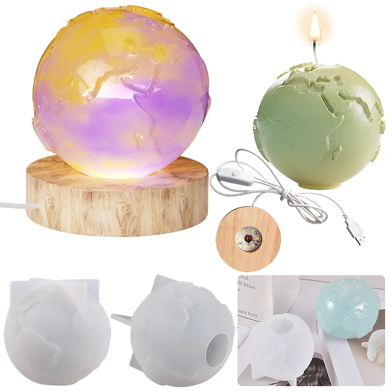 

Round Ball Candle Molds 3D Earth Shaped Epoxy Resin Mold Exterior of Earth Model Aromatherapy Mold Silicone Chocolate Candy Mold