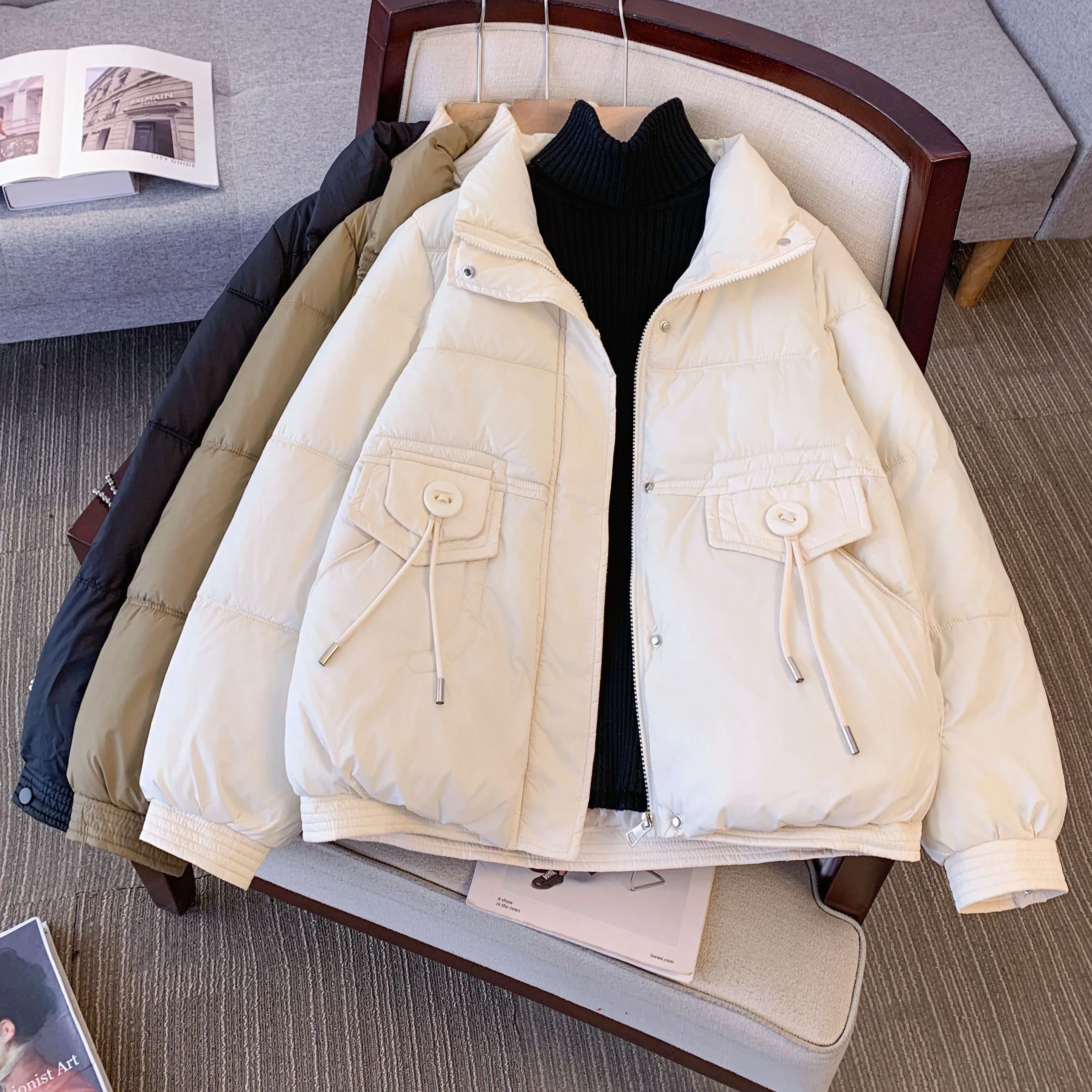 Пуховик с хлопковой подкладкой женская зимняя одежда новинка 2024 популярная