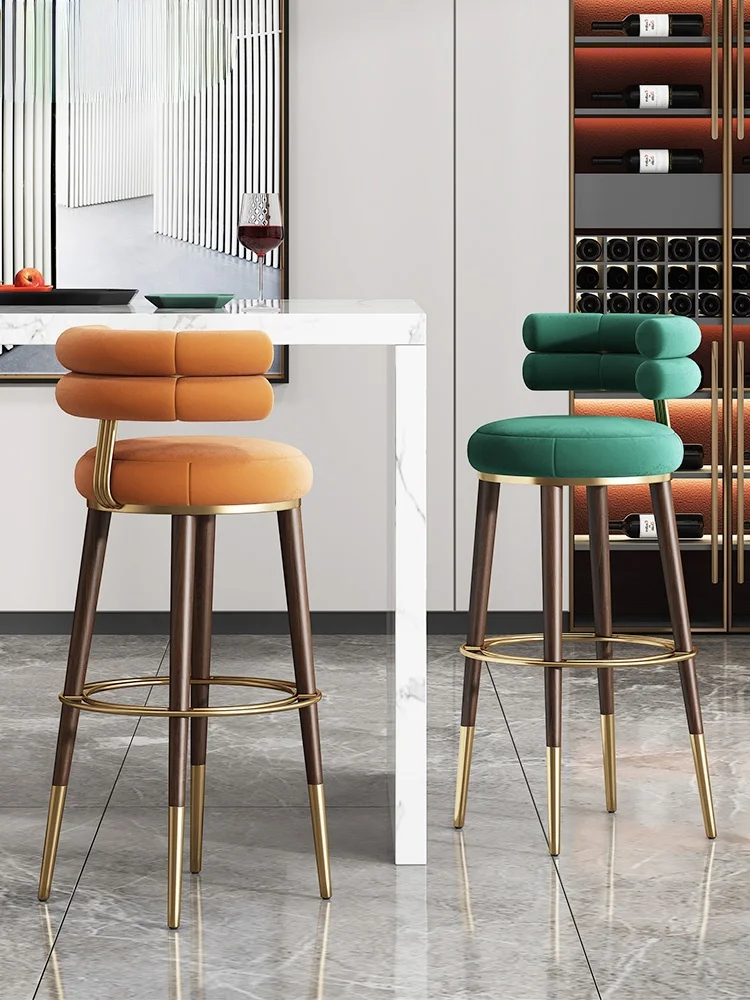 

zq Light Luxury Bar Stool Modern Simple Home Backrest High Chair Hotel Front Desk Bar Chair