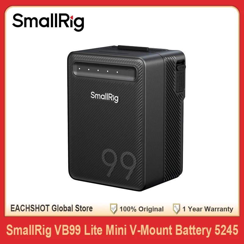Фото SmallRig VB99 Lite Mini V Mount Аккумулятор 14,54 В 6800 мАч 99 Втч Power Bank с быстрой зарядкой 65 Вт для камеры телефона с подсветкой COB №1