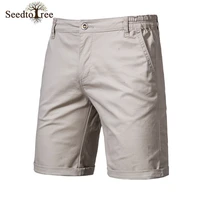 summer new mens casual shorts solid color straight knee length pants