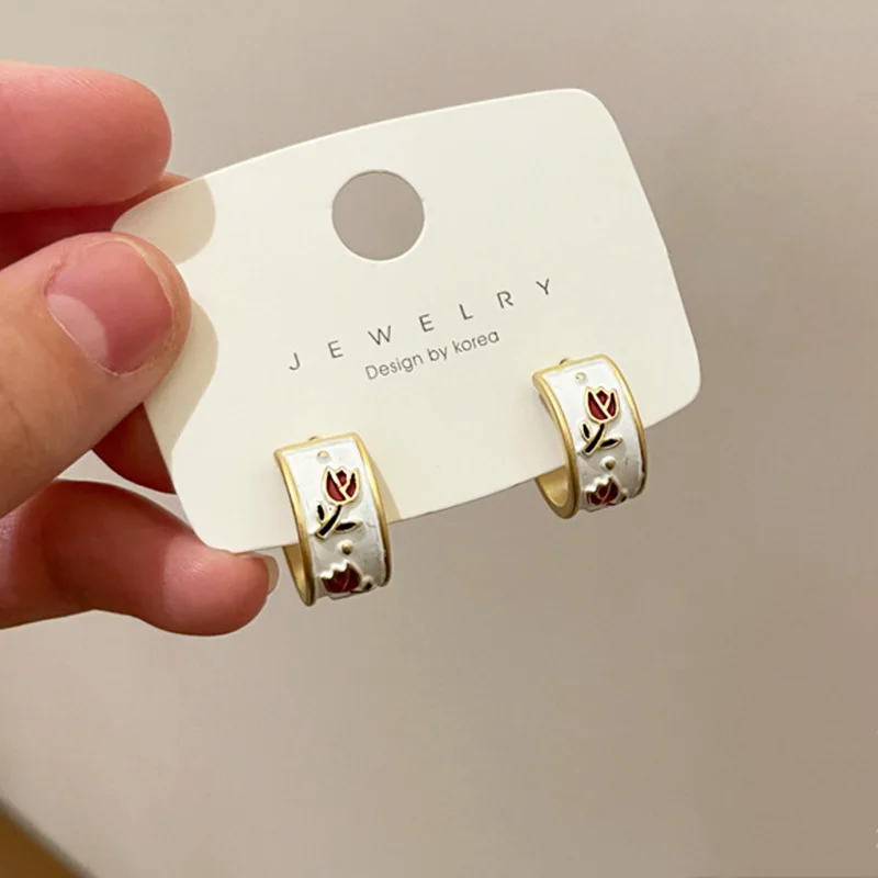 

Cute Tulip Flower Earrings For Women New Fashion C Stud Earr For girls Gift Jewelry Female Aestheticism Tulip 2022 Spring New