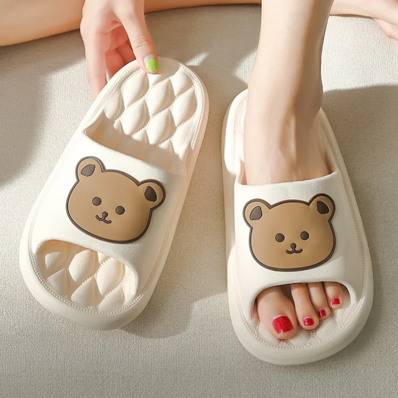 Teddy Bear Home Slipper Woman Cloud Sandals Men Flip Flops Sandals Soft Sole Beach Non Slip Cartoon House Shoes Female Male