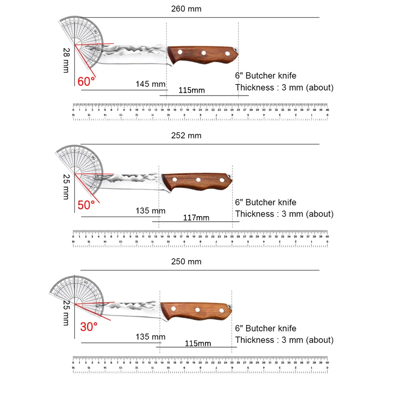 Кованый нож для мясника из нержавеющей стали шеф-повара сербской измельчения