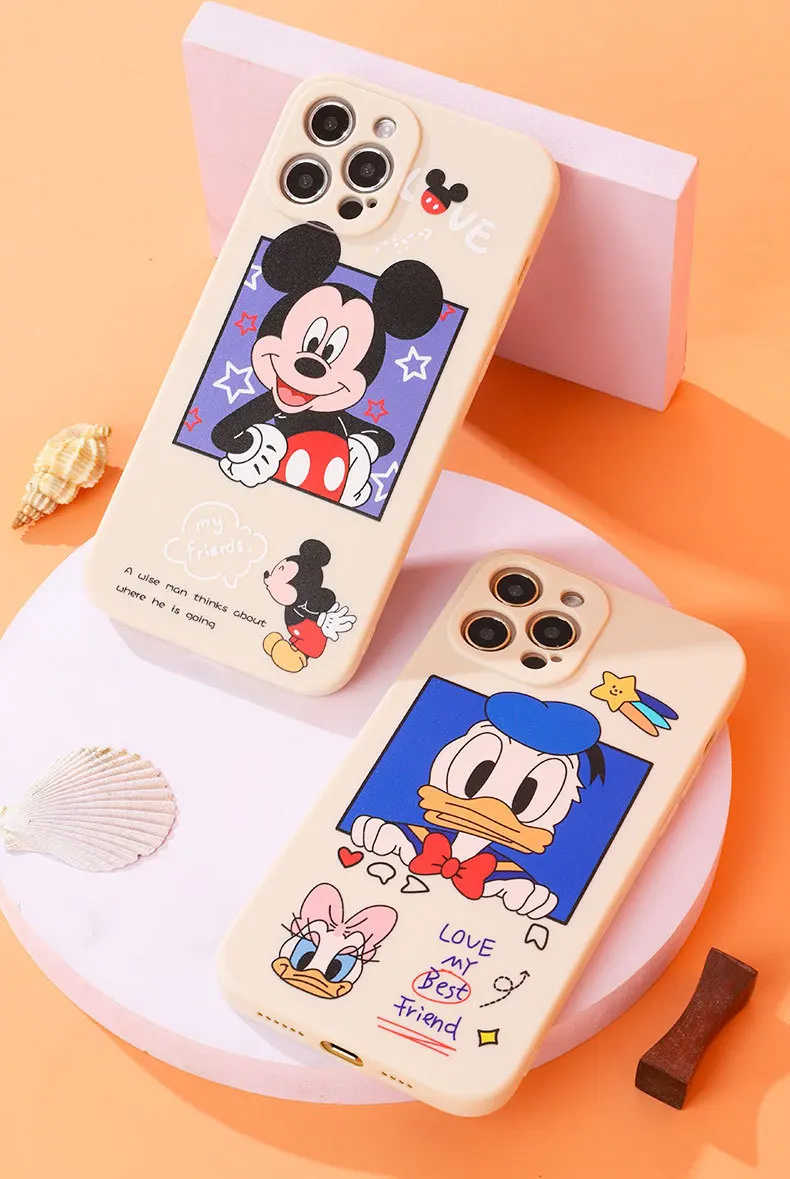 

For IPhone 13 Mini 12 11 13 Pro Max XS XR X 8 7 Plus SE 2022 Disney Cartoon Donald Duck Mickey Case For IPhone 12 13 Soft Cover