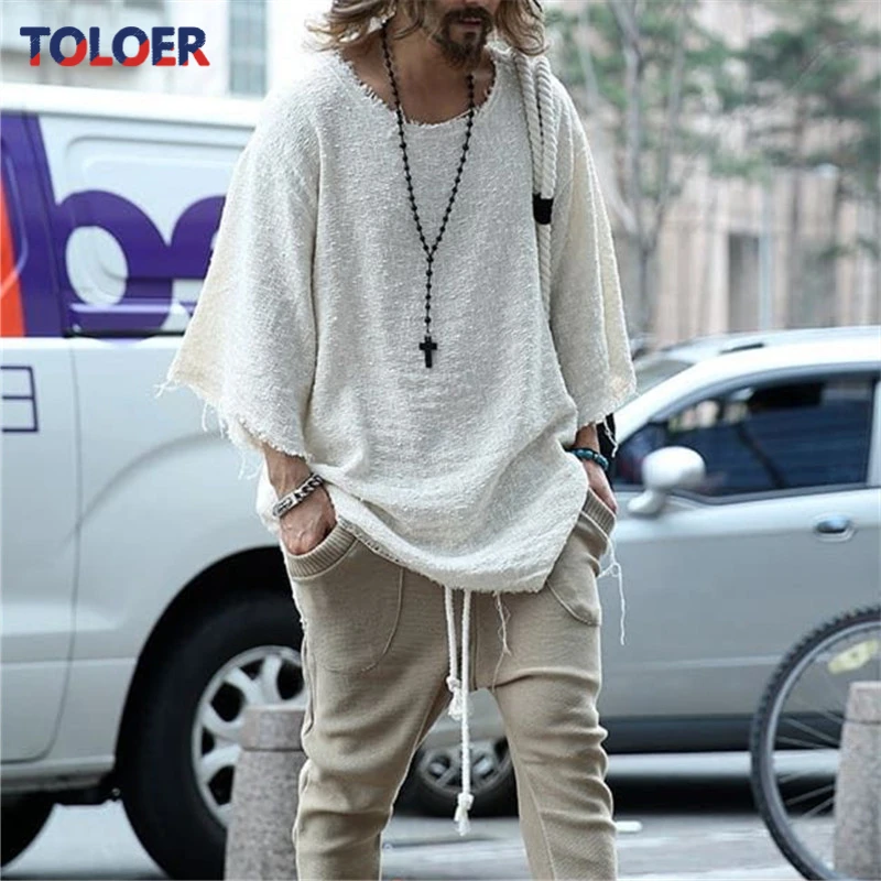 Однотонная простая Базовая футболка с низким вырезом и длинным рукавом мужской