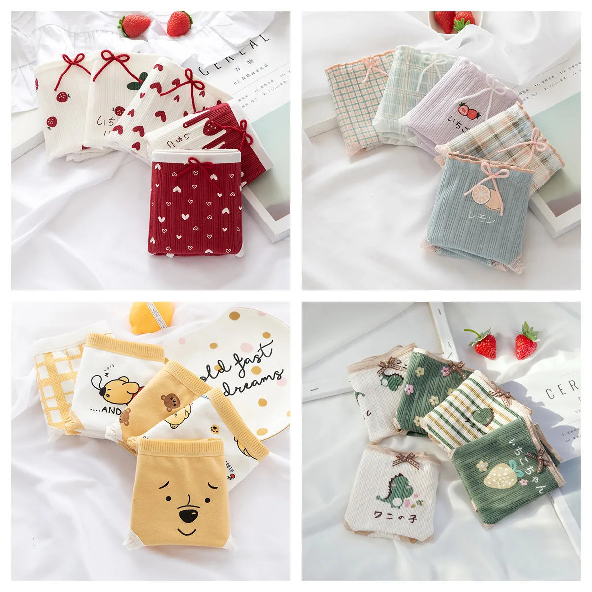 

5PCS/Set Girls Cotton Cute Panties Antibacterial Briefs Sweet Underwear Women Cartoon Underpants Female Sexy Lingerie NKT2246-3