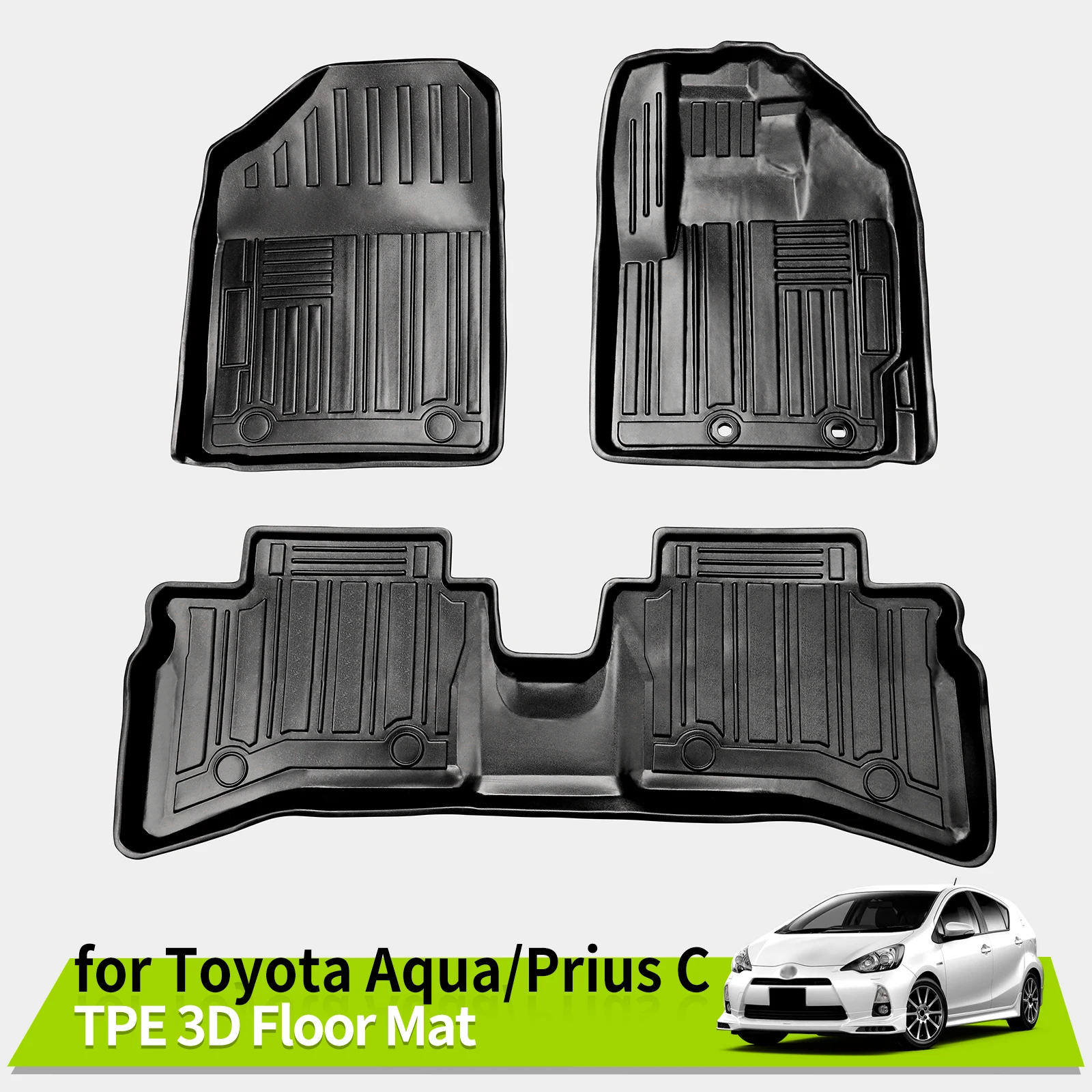 

3D Floor Mats for Toyota Aqua Prius C 2014-2019 All-Weather Anti-Slip Waterproof Pads Accessories TPE Right Hand Driving