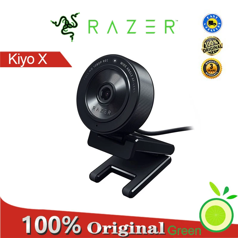 Веб-камера Razer Kiyo X Full HD для потоковой передачи: 1080p, 30 кадров в секунду или 720p, 60 кадров в секунду, оснащена автофокусом, полностью настраиваемые настройки