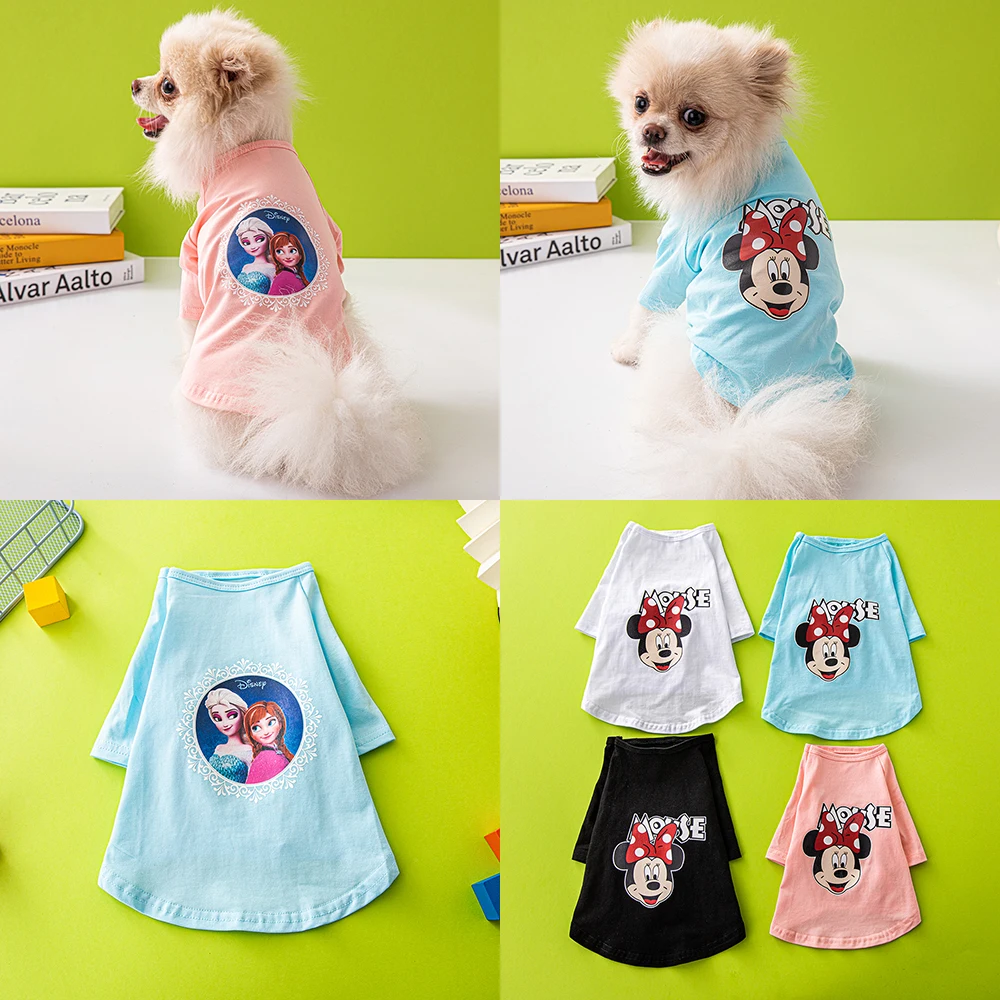 

Disney 2022 Spring Summer Dog Clothes Fashion Print Mickey Minnieanna Princess Pet Costume Outdoor Puppy Jacket Pet Clothes