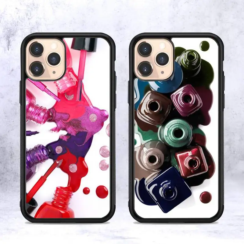 

RuiCaiCa Nail Polish Bottle Phone Case Silicone PC+TPU Case for iPhone 11 12 13 Pro Max 8 7 6 Plus X SE XR Hard Fundas