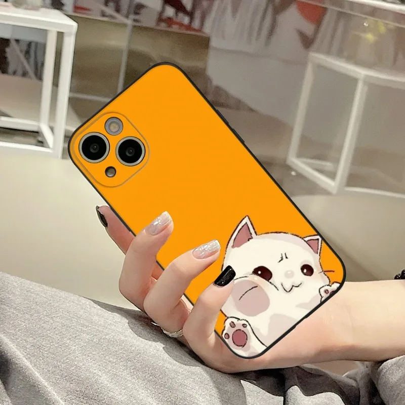 Cartoon cute cat Phone Case FOR IPhone 14 13 11 12 Pro 8 7 Plus X 13 Pro MAX XR XS MINI Black Covers
