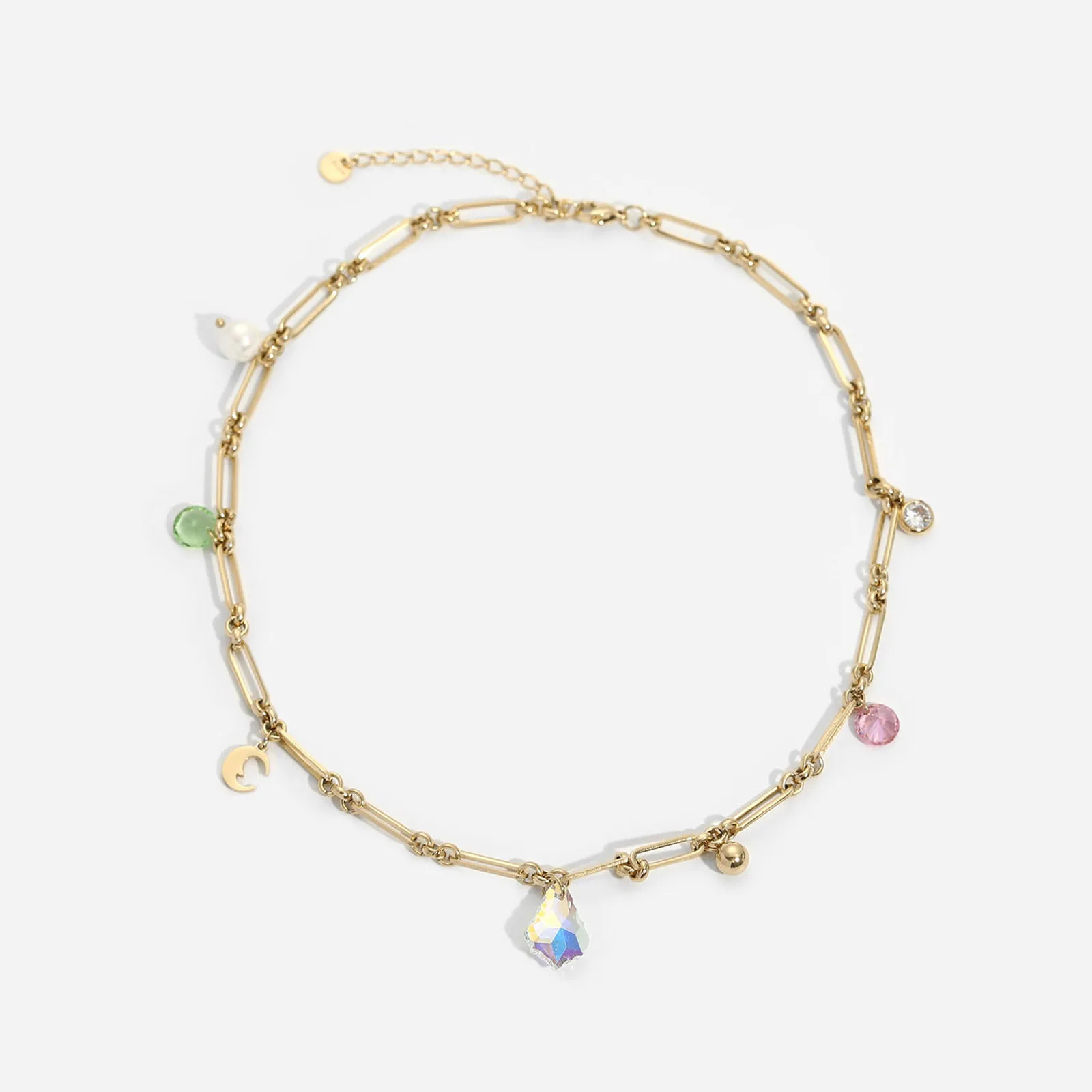 

Stainless Steel Necklace Gold Plated Imitation Pearl Star Multicolour Cubic Zirconia Necklace For Women Girls Birthday Gifts