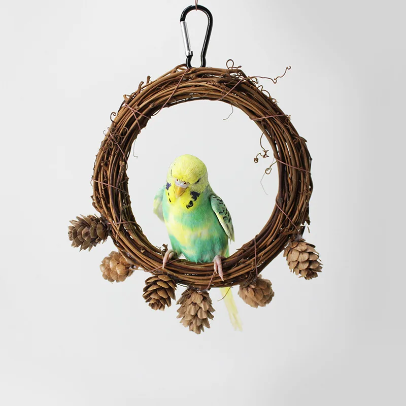 

1PCS Newest Pet Birds Swing Hanging Natural Wood Parrot Toys Bird Cage Toys Chewing Bite Bridge Wooden Hammock For Samll Birds