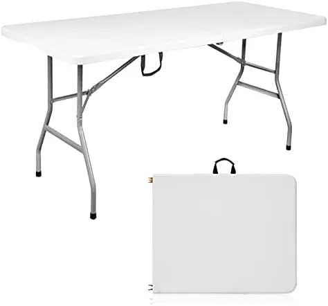 

Table 6ft Portable Heavy Duty Plastic 6 Foot Utility Foldable Table Plastic Dining Table Indoor Outdoor for Camping, and Party,
