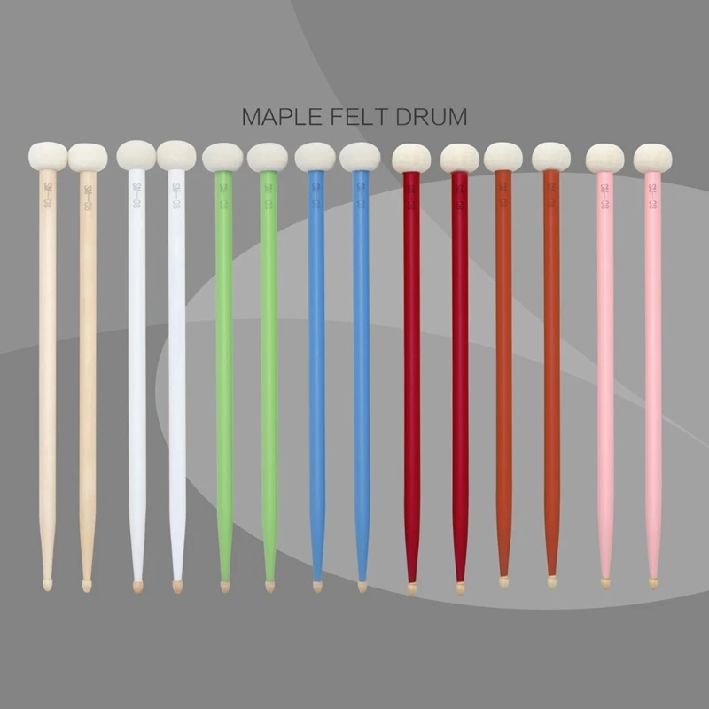 

1 Pair Double-end Drum Sticks Soft Felt Mallet Head Drumstick for Percussion