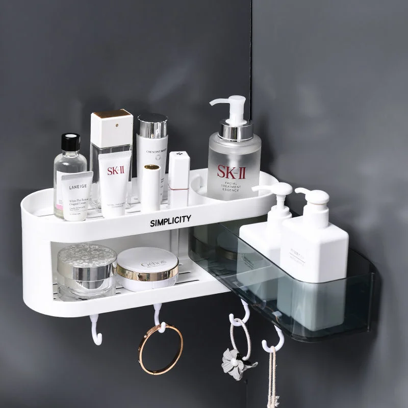 

Bathroom Shelves Hanging Wall Mounted Corner Triangle Rack Multifunctional Creative Corner Storage Rack White Shelf Organizer
