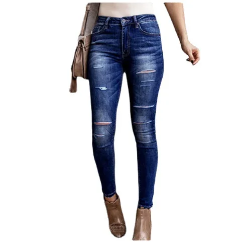 

Sexy Elastic Feet Ripped Hip Denim Trousers Women's Jeans Fashion Trend Women's Clothing