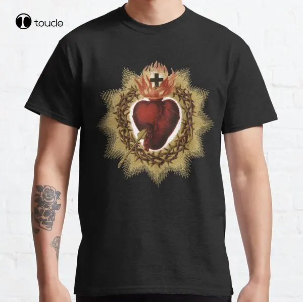 

Классическая футболка с изображением Священного Сердца дневного света, футболка на заказ, модная Веселая футболка унисекс с цифровой печатью для подростков, Новинка