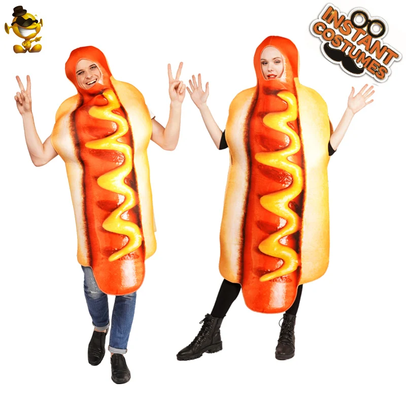 

Halloween woman hot dog costume Cosplay food funny clothes Couple funny costumes Cosplay man Oktoberfest pants