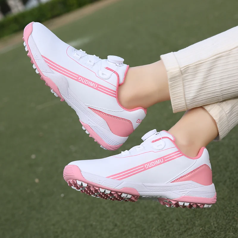 

Golf Shoes Men Professional Outdoor Sports Shoes Non-slip Good Grip Leather Golf Training Shoes White Rotating Buckle Sneakers