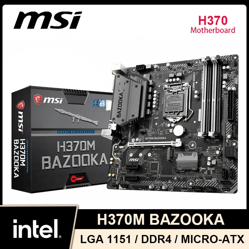 

MSI H370M BAZOOKA LGA 1151 Motherboard Intel H370 Core I7/i5/i3 CPUs SATAIII M.2 DDR4 64 GB Micro ATX Motherboard PCI-E 3.0