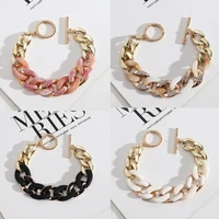 boho acrylic chain link bracelet bangle neutral marble flat cuban link cute resin bangles pretty gift for girls women