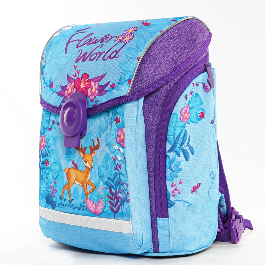 Kids Brand 8-128 Forest Elk School Bags for Girls 3D Orthopedic Backpack Children Grade 1-3-6 Cartoon Schoolbag Mochila Infantil