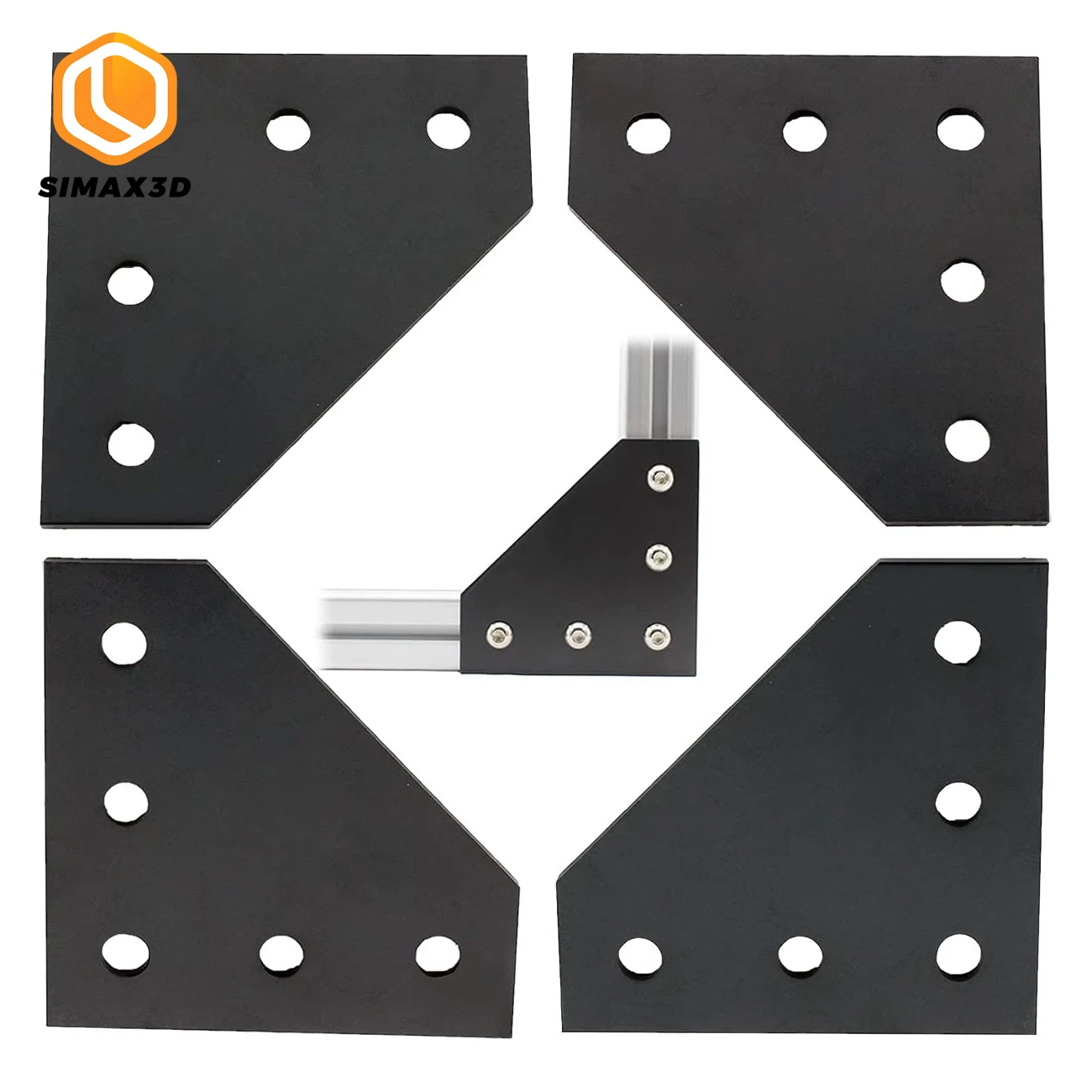 

4 PCS Joint Plate Black L Shape Corner Bracket Plate 5 Hole Outside Joining Plate for 2020 Aluminum Profile 3D Printer Frame