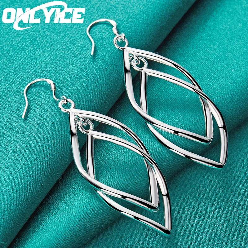 

New 925 Sterling Silver Earrings Fashion Party Jewelry Woman Wedding Warping Rhomb Drop Earrings Trendsetter Christmas Gifts