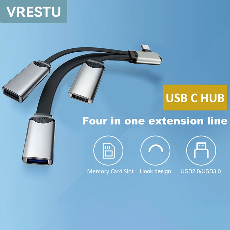 

4 в 1 USB C концентратор Type C на USB 3,0 TF SD кардридер 5 Гбит/с USB C конвертер для iPad Pro Macbook Samsung Pixel OTG разделитель док-станции