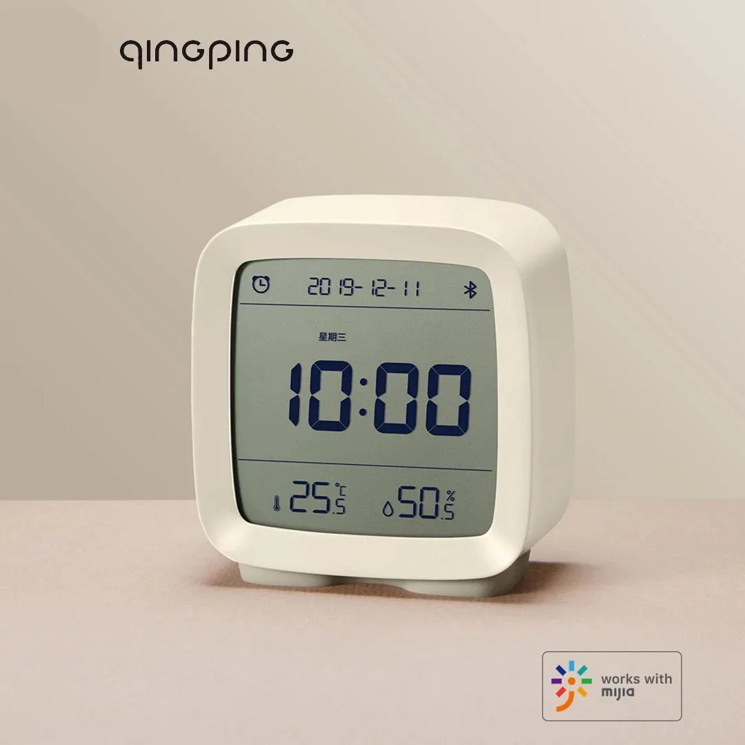 

qingping Bluetooth Alarm Clock Smart Control Temperature Humidity LCD Display Screen Adjustable Nightlight With Mijia APP