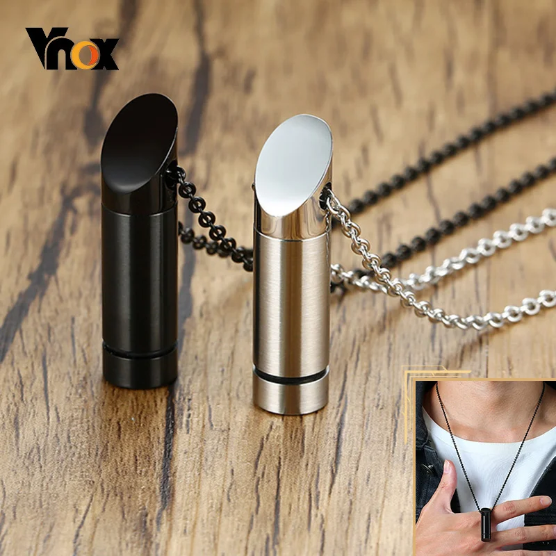 Vnox Minimalist Tube Urn Necklace for Men Women Stainless Steel Ashes Perfume Diffuser Vial Pendant Cremation Keepsake Jewelry