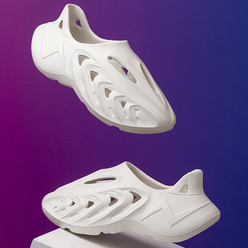 Новинка 2024 модные мужские сандалии однотонная обувь из ЭВА летняя дышащая с