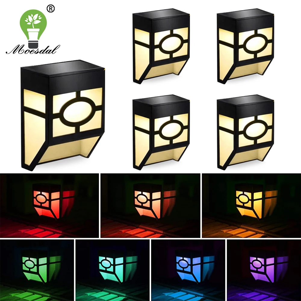 LED Solar Light Outdoor Wall Lamp Corridor Staircase Light IP65 Waterproof 3 Lighting Colors Lights up automatically at night