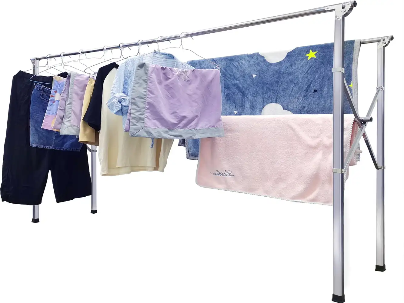 

Type Metal Clothes Drying Rack, 79 in Extended Length, Foldable Design - Sturdy & Space-Saving
