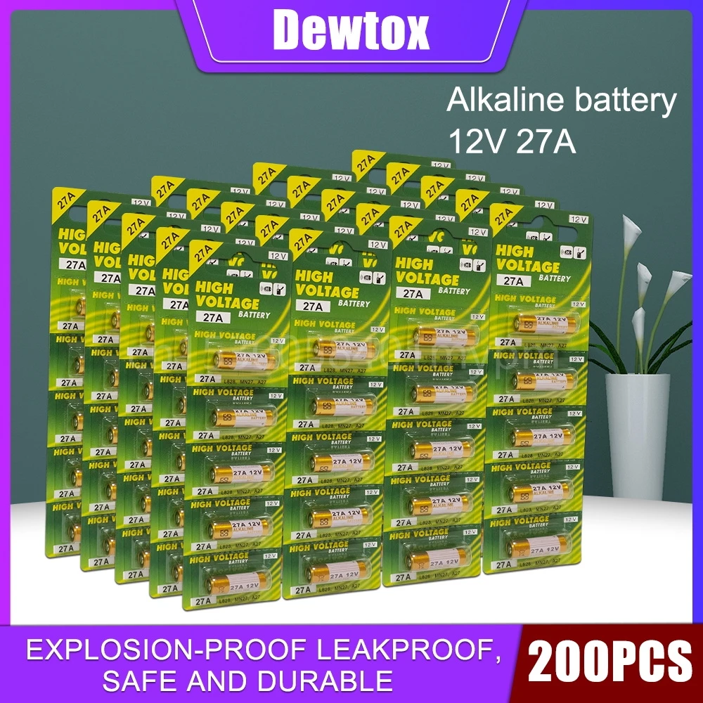 Щелочная батарея 12 В 200 шт., 12 В A27 27A G27A MN27 MS27 GP27A L828 V27GA ALK27A A27BP K27A VR27 R27A для беспроводного дверного звонка