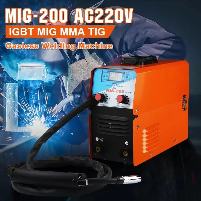 

3in1 220V Mig Welder MIG200 Inverter Argon Arc No Gas Gasless Welding Machine Fit 0.8mm 1.0mm Flux Core For Household Soldering