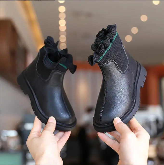 

New Children Shoes Boots for Girls 21-36 Winter Boots for Girl PU Leather Waterproof Winter Kids Snow Plus Cashmere Warm Boots
