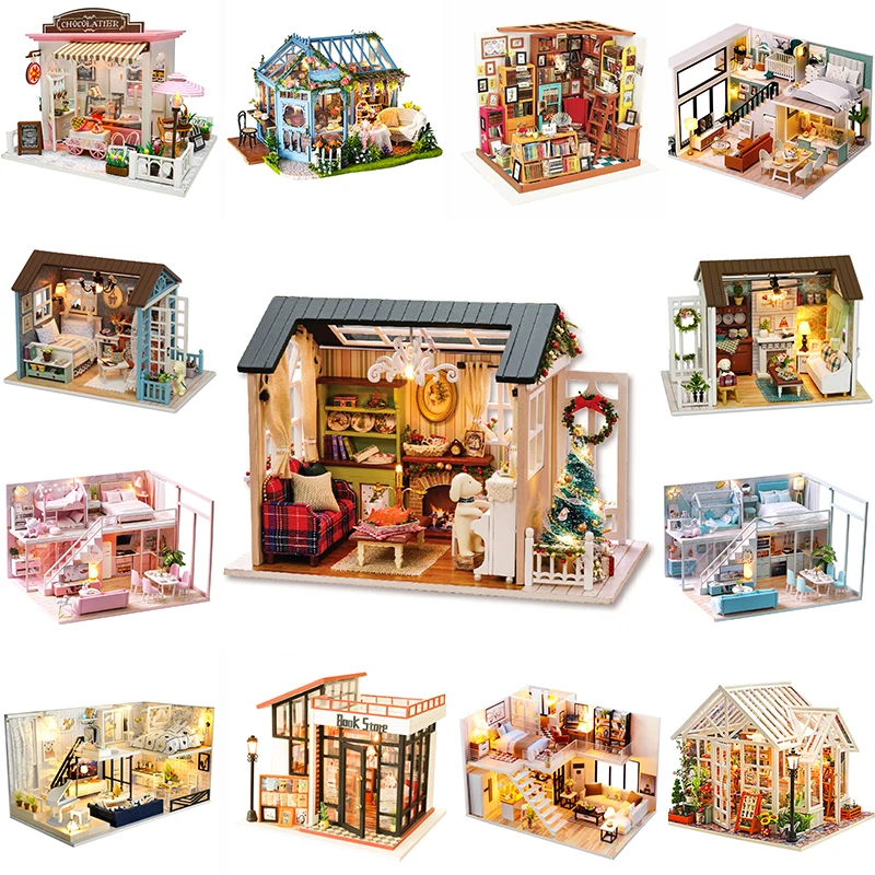 Cutebee Build Miniature House Building Kits DIY Dollhouse Wooden Doll Houses Furniture Toys for Children Birthday Gift images - 6