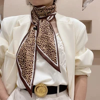 lunadolphin french style big wide ribbon 150x13cm chic leopard print long silky angled scarf headbands neckerchief ins streamer